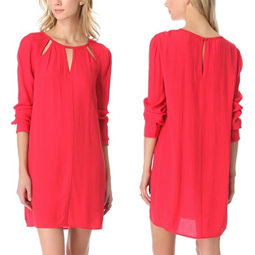 BCBGMAXAZRIA Red Emmalise Keyhole Shift Mini Dress